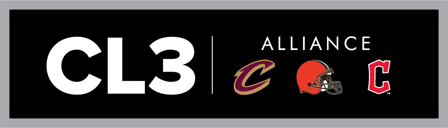 CL3 Alliance with Cleveland Cavaliers, Cleveland Browns and Cleveland Guardians logos